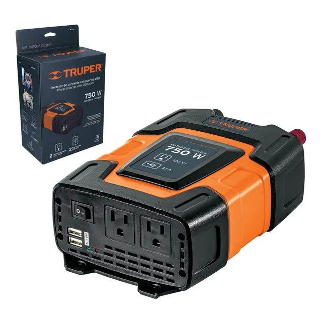 Inversor Conversor De Corriente Usb D 12v A 120v 750w Truper
