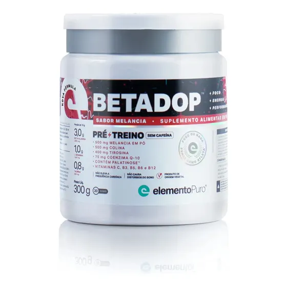 Betadop 300g Pré Treino (sem Cafeína) - Elemento Puro