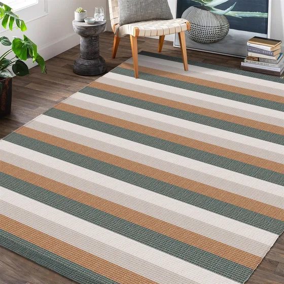 Tapete Sala Algodão Enfeite Para Casa 1,50m X 2,00m Rustic Comprimento 200 cm Cor Verde-musgo Desenho do tecido Geométrico Largura 150 cm