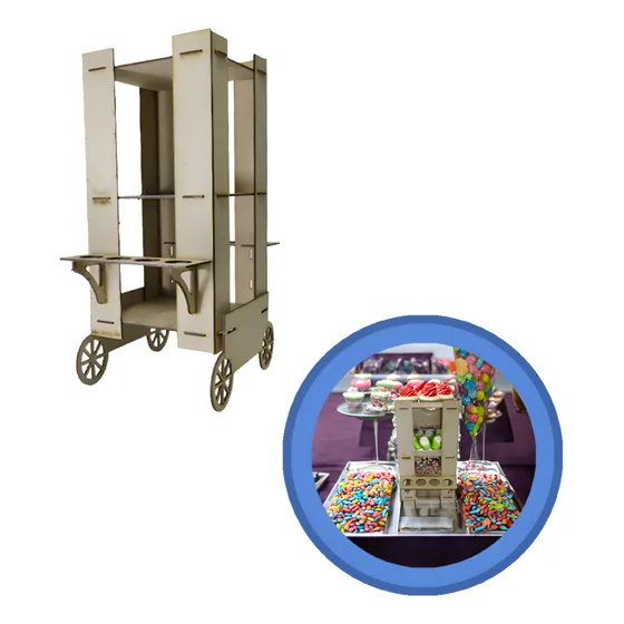 Carrito Para Mesa De Dulces 50 Cm  Mdf 3 Mm