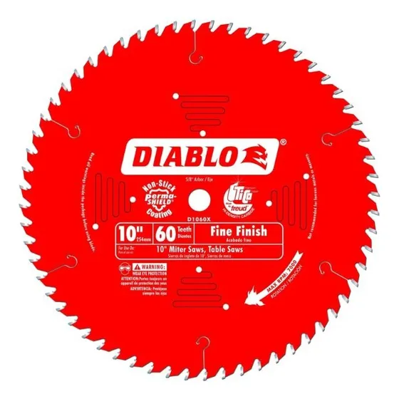 Disco Sierra Circular Diablo D1060x De 10 Pulgadas 60 Diente Color Rojo