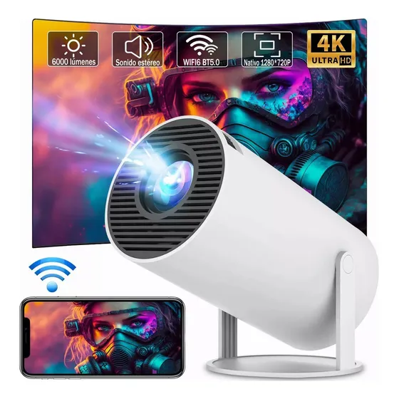 Proyector Profesional 4k Hd Android Wifi Led 6000 Lm Color Blanco
