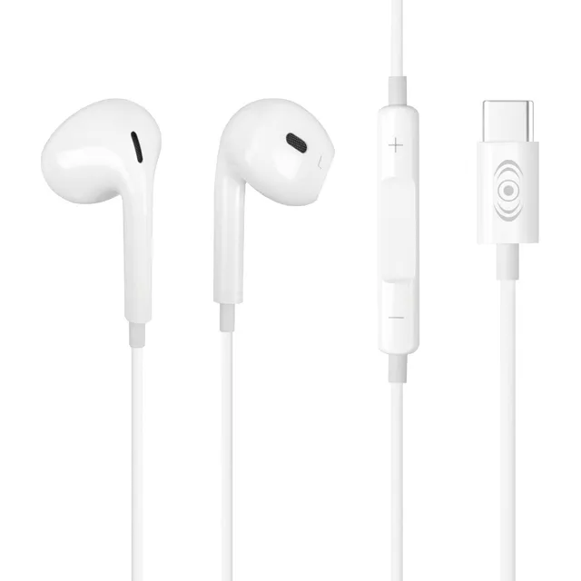 Audífonos Tipo C Micrófono Control De Volumen Manos Libres Color Blanco