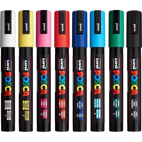 Posca Pc-5m Unidad ( Blanco, Negro, Azul, Rojo, Amarillo )