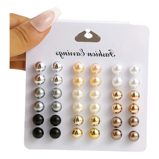 Juego De 18 Pares De Aretes De Perlas Multicolores Unisex . Juego De 18 Pares De Aretes De Perlas Multicolores Unisex .