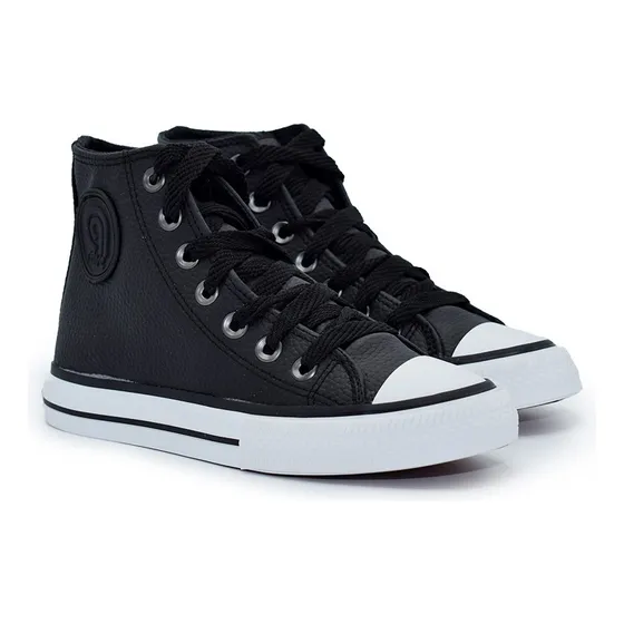 Zapatilla De Cuero Sintético Negro Fontana Rave