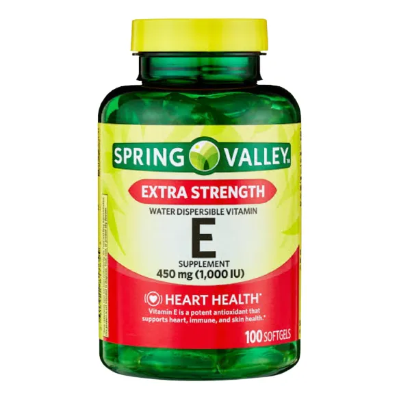 Vitamina E Spring Valley 1000 Iu. 100 Tabletas Sabor Neutro