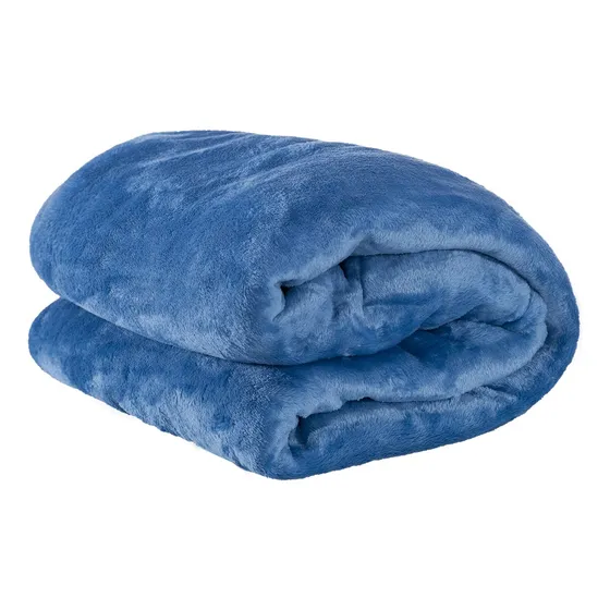 Cobertor Manta Microfibra Solteiro Fleece 1 Peça Toque Macio Cor Azul Desenho do tecido Liso