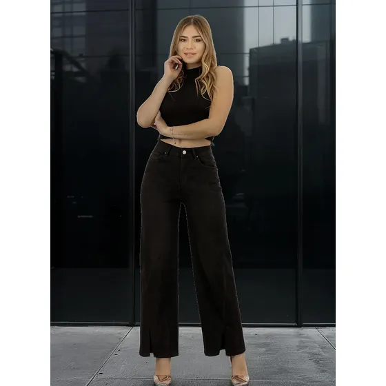 Jeans Palazzo Full Elasticado Tiro Alto 