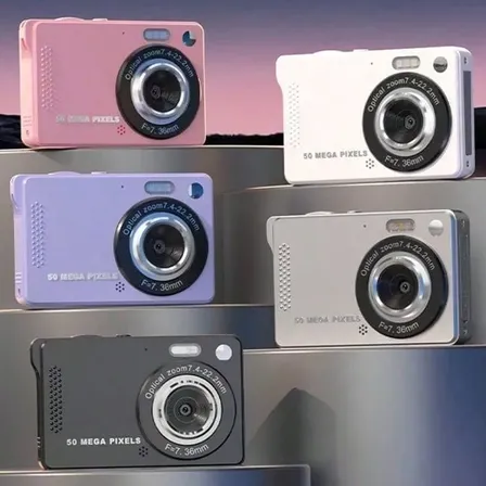 Camara Digital Mini 4k Para Ninos 50mp Con Zoom Plateado