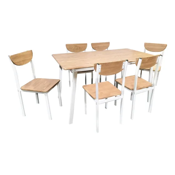 Set Comedor Top Living Mesa Rectangular 140cm Y 6 Sillas Color café y blanco