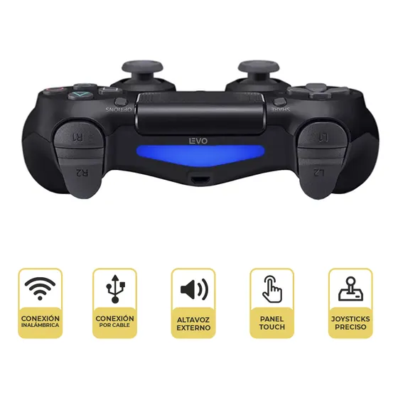 Control Joystick Inalámbrico Doble Shock P4 Negro Levo