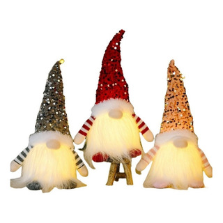 Aaa Lote De 3 Bonecos Elfos Com Luzes Led, Gnomo De Natal Aaa Lote De 3 Bonecos Elfos Com Luzes Led, Gnomo De Natal
