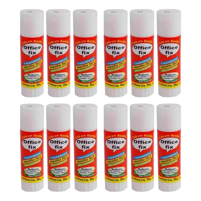 Kit C/12 Cola Bastão Office Fix 36g - Radex