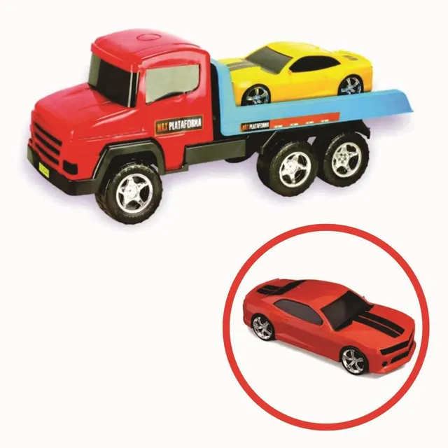 Caminhão Guincho Brinquedo Max Plataforma C/ Carrinho Vorax 
