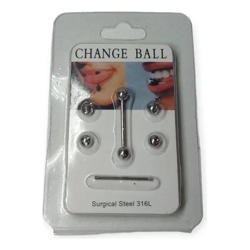Aro Piercing Barra Bolitas Para Cambiar Colores Oreja Ceja 
