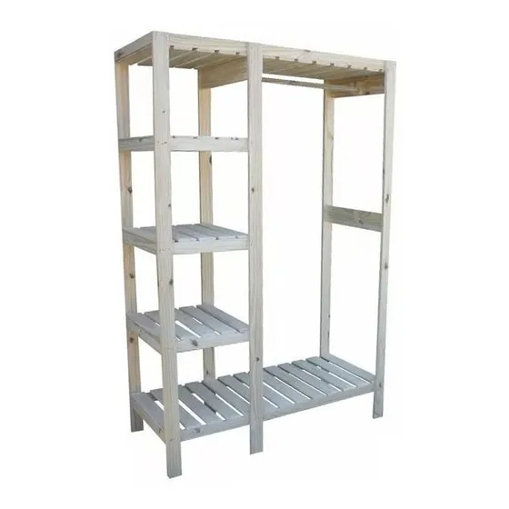 Vestidor Pino Ropero Estantes Perchero Con Barral Macizo 