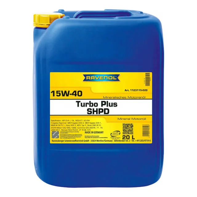 Aceite Ravenol 15w40 20l. Mineral Turbo-plus Shpd