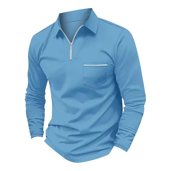 Camiseta Polo Manga Larga Con Cuello Para Hombres Talla M