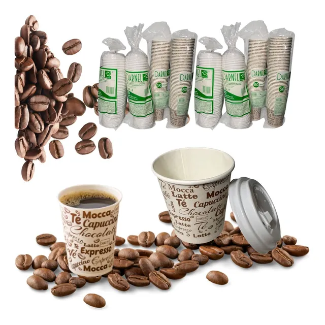 Vaso Compostable Biodegradable Papel Con Tapa 120cc - 200un