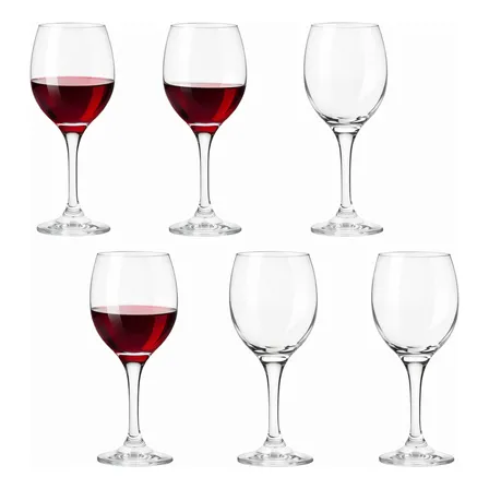 Jogo 6 Taças Vinho Água Suco Drink Coquetel 340ml Champanhe Gin Água Vidro Cristalino Incolor M&k Transparente