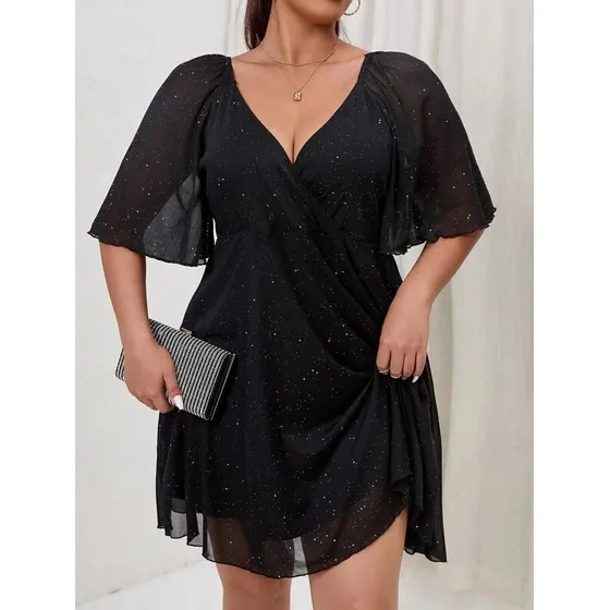 Vestido Negro Elegante Curvy Talla Plus Sized 0xl/ 1xl/ 2xl 