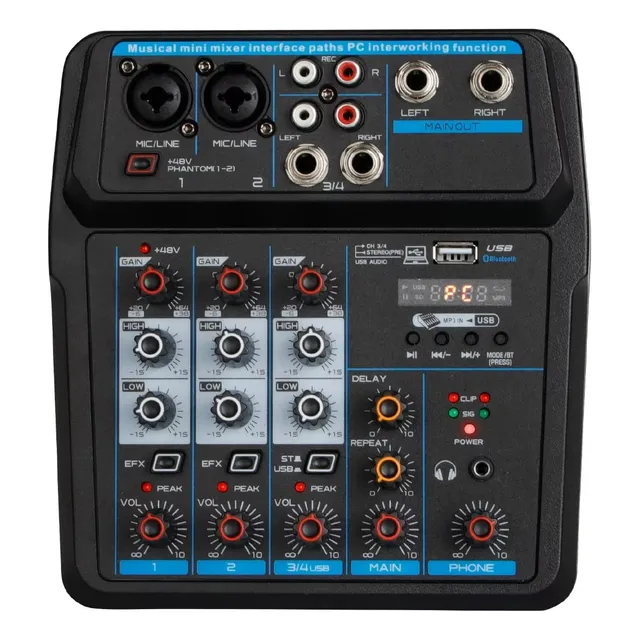 Consola Mixer 4 Canales Mivic's Bluetooth Phantom Power Usb