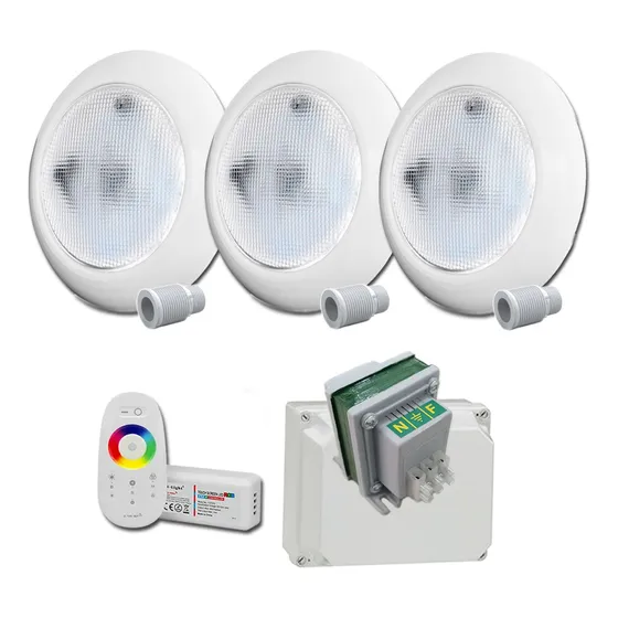 Kit 3 Luces Vulcano 14,4w Rgb Pileta Horm Listo P/ Instalar
