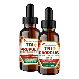 Kit 2 Tri Própolis Antioxidante Gotas 20ml Flora Nativa Kit 2 Tri Própolis Antioxidante Gotas 20ml Flora Nativa