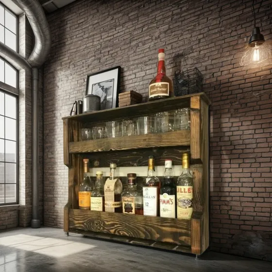 Repisa De Pared Cava Rústica Para Vinos