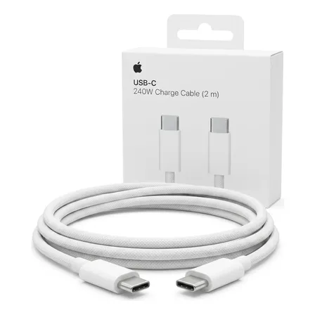 Cabo Apple Tipo C 2m 240w Trançado Mac iPad iPhone 15 16 17 Branco