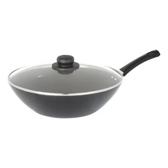 Wok 24cm Universal Aliada Con Tapa De Vidrio