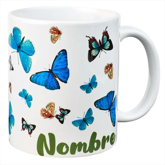 Taza Con Mariposas Personalizada Con Tu Nombre