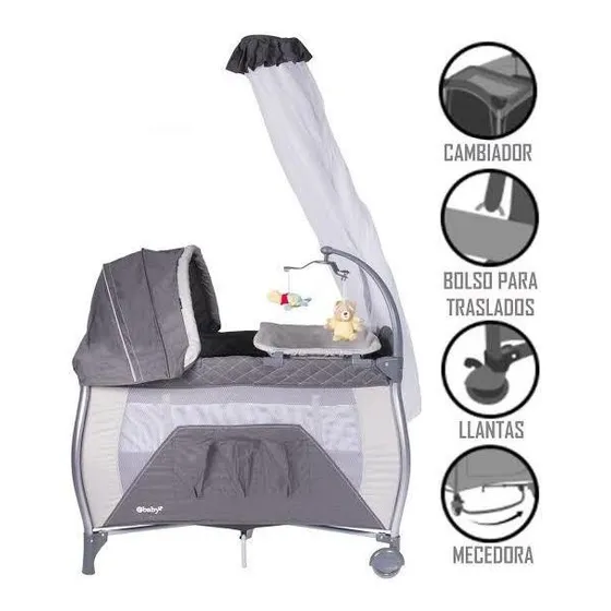 Cuna Estructura De Aluminio Napy Con Colchon Bebe Ebaby Color Rosa