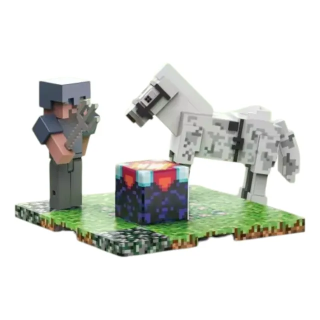 Pack 1 Base Magnética, 1 Cubo Y 2 Figuras De Minecraft