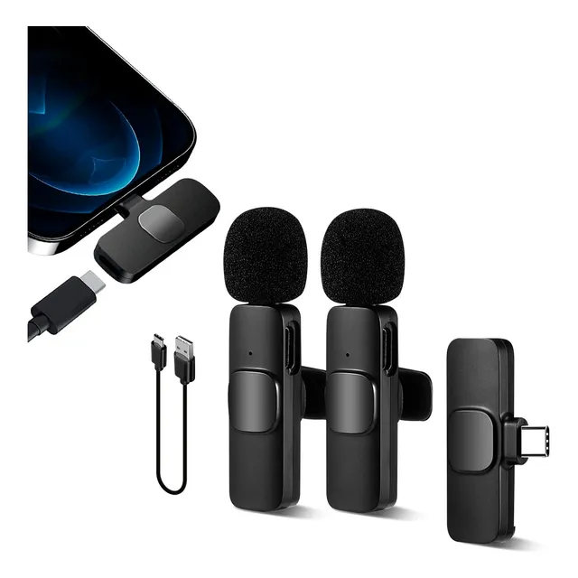 2 Pzs Micrófono Inalámbrico Lavalier Micro De Solapa Tipo C