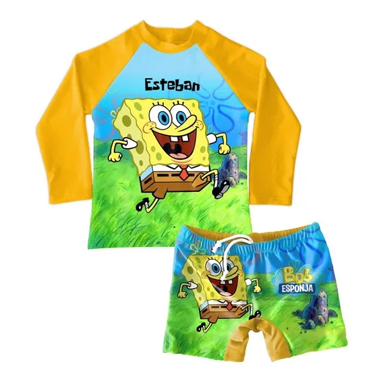 Conjunto De Traje De Baño Niño Bob Esponja