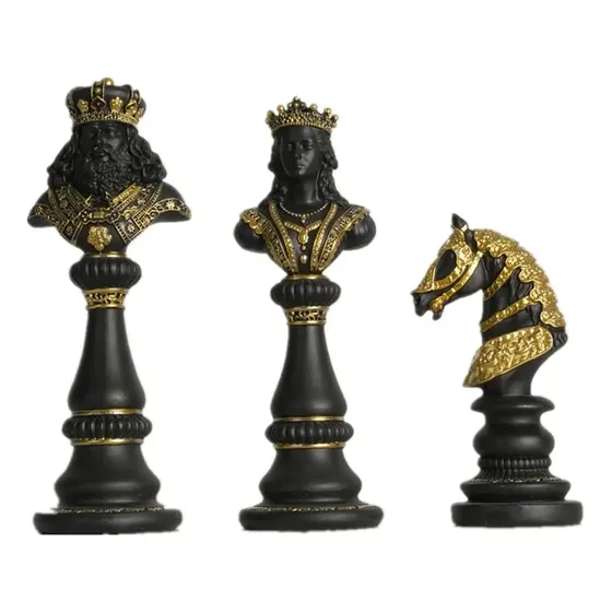 Set X3 Piezas De Ajedrez Decorativas | Adorno Estilo Clasico