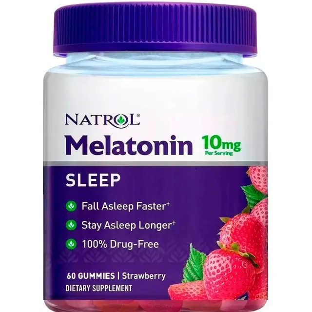Gomitas Melatonina Natrol 10 Mg, Para Mayores De 18 Años, Ayuda A Que Duermas Más Rápido Y Permanezcas Dormido(a)  Por Más Tiempo. No Genera Hábito Y Es Libre De Medicamentos. 60 Gomitas
