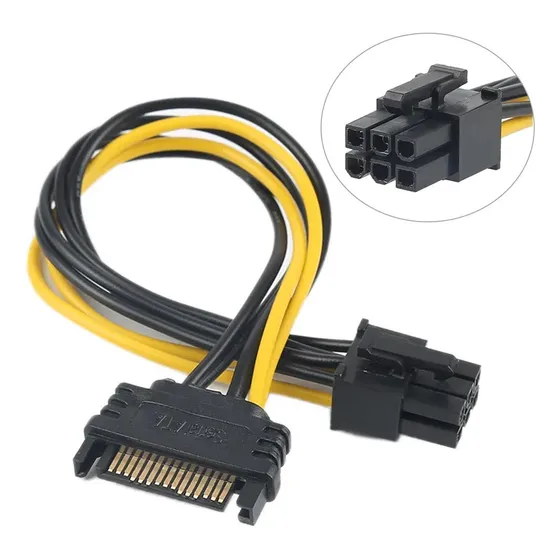 Cabo Adaptador Sata P/ Pci-e 6 Pinos Placa De Vídeo Gpu Nf-e