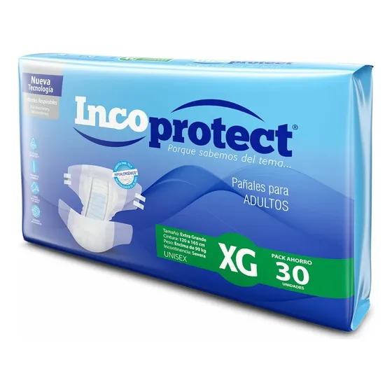 Pañales para adultos Incoprotect PAÑALES DESCARTABLES XG x 30 u