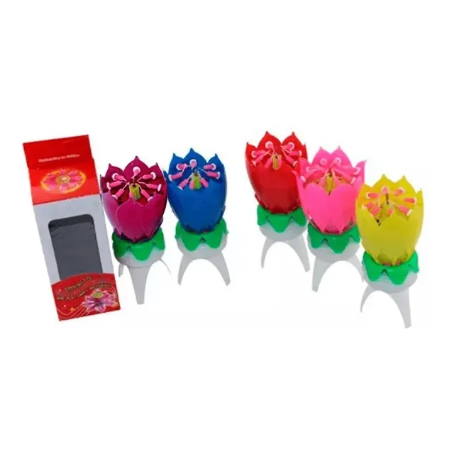 Vela  Flor De Lotto Para Cumpleaños Musical 