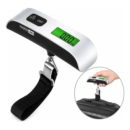 Balança Hardline Para Malas De Viagem Digital Portátil Até 50kg Mão Trava Mala Bagagem Prateado Moderna Pratica
