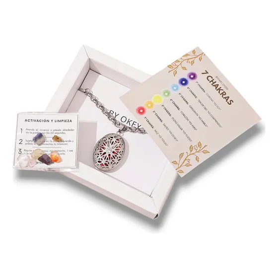 Collar Relicario 7 Chakras Piedras Naturales Acero Quirúrgic