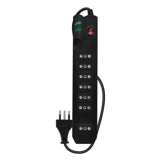 Alargador Protector De Voltaje 2.1 Metros Mlab - 9303/9304 Color Negro