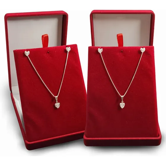 Kit Corrente Colar Veneziana Prata 925 + Par De Brinco Luxo Feminino Coração 45cm