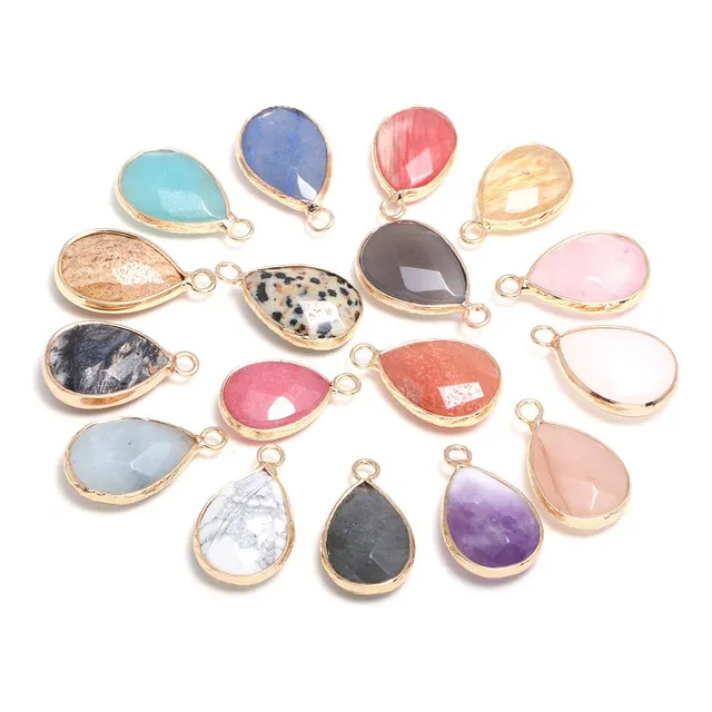 8 Colgante Cuarzo Forma Gota Agua Natural Collar Para