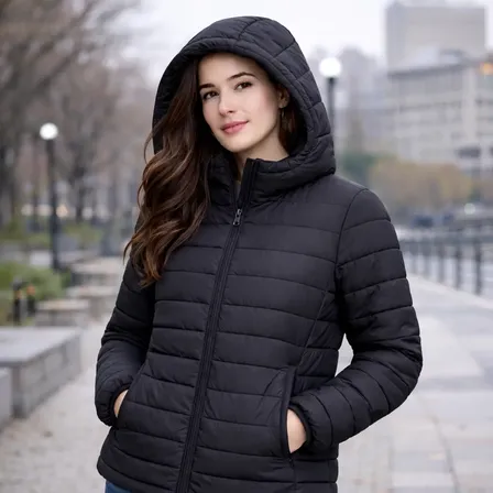 Jaqueta Feminina Puffer Bobojaco Impermeável Capuz Removível