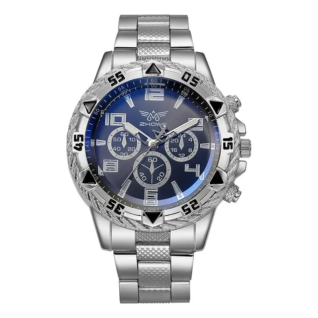 Reloj Pulsera Zhowe Hombre De Acero Color Silver Y Azul