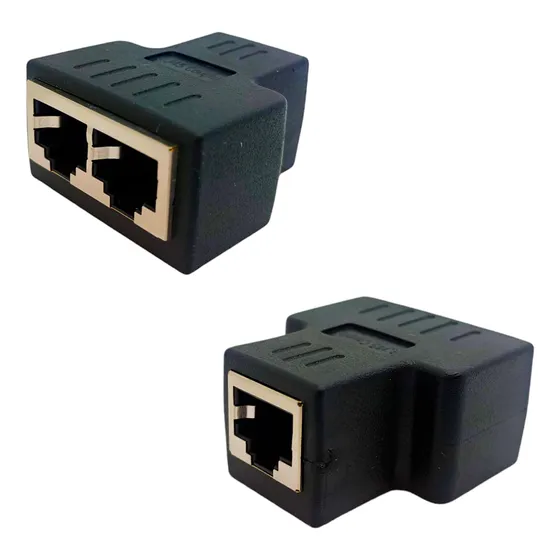 Adaptador Rj45 1x2 Extensor Duplicador Ethernet Coupler